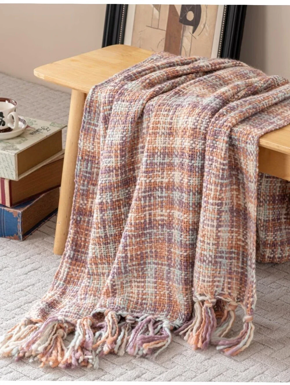 Feabuccy NWT Knit Throw Blanket With Tassels 50